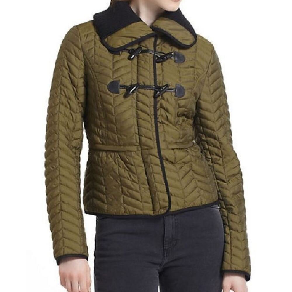 Cartonnier Green Quilted Crop Toggle Jacket Coat Size Small